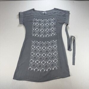 Laura Ashley Archive Ladies Sz 8 Dress Grey Patterned Lightweight Belt